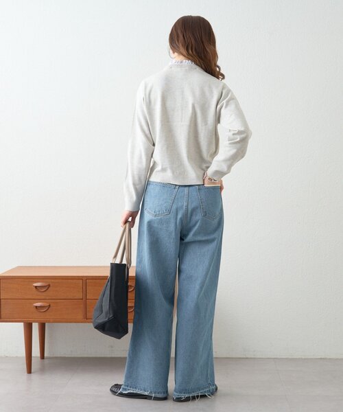 GEVACO（ゲバコ）の「【GEVACO】襟ドッキングニットカーディガン（カーディガン/ボレロ・レディース・ピンク/アイボリー/チャコールグレー・ONE SIZE）」の13枚目の写真