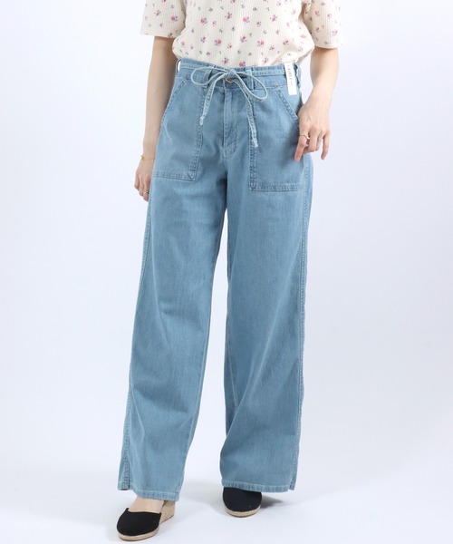 SOMETHING(サムシング)の「SOMETHING(サムシング)SUMMER BAKER WIDE/サマーベイカーワイドデニムパンツ/COOL 涼感 抗菌防臭/LISA WIDE(デニムパンツ・レディース・ライトブルー/チャコールグレー/ダークブルー/アイボリー・S/M/L)」の14枚目の写真