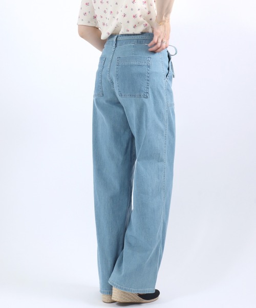 SOMETHING(サムシング)の「SOMETHING(サムシング)SUMMER BAKER WIDE/サマーベイカーワイドデニムパンツ/COOL 涼感 抗菌防臭/LISA WIDE(デニムパンツ・レディース・ライトブルー/チャコールグレー/ダークブルー/アイボリー・S/M/L)」の16枚目の写真