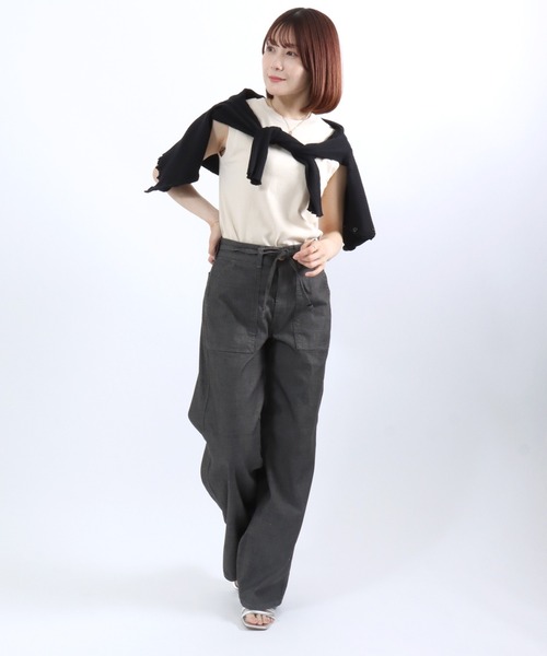 SOMETHING(サムシング)の「SOMETHING(サムシング)SUMMER BAKER WIDE/サマーベイカーワイドデニムパンツ/COOL 涼感 抗菌防臭/LISA WIDE(デニムパンツ・レディース・ライトブルー/チャコールグレー/ダークブルー/アイボリー・S/M/L)」の11枚目の写真