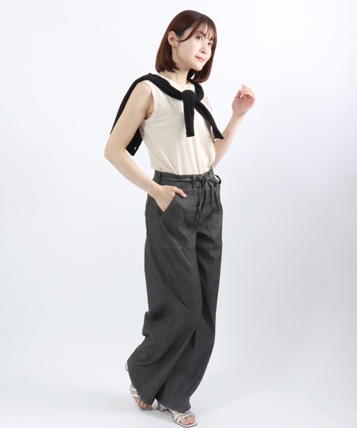 SOMETHING(サムシング)の「SOMETHING(サムシング)SUMMER BAKER WIDE/サマーベイカーワイドデニムパンツ/COOL 涼感 抗菌防臭/LISA WIDE(デニムパンツ・レディース・ライトブルー/チャコールグレー/ダークブルー/アイボリー・S/M/L)」の12枚目の写真