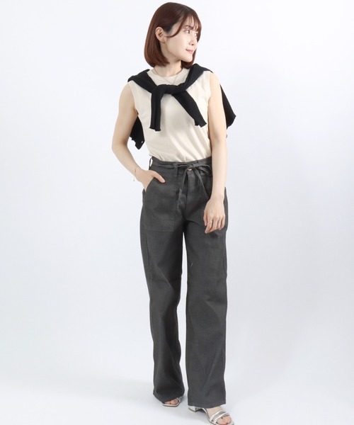 SOMETHING(サムシング)の「SOMETHING(サムシング)SUMMER BAKER WIDE/サマーベイカーワイドデニムパンツ/COOL 涼感 抗菌防臭/LISA WIDE(デニムパンツ・レディース・ライトブルー/チャコールグレー/ダークブルー/アイボリー・S/M/L)」の13枚目の写真