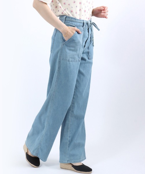 SOMETHING(サムシング)の「SOMETHING(サムシング)SUMMER BAKER WIDE/サマーベイカーワイドデニムパンツ/COOL 涼感 抗菌防臭/LISA WIDE(デニムパンツ・レディース・ライトブルー/チャコールグレー/ダークブルー/アイボリー・S/M/L)」の15枚目の写真