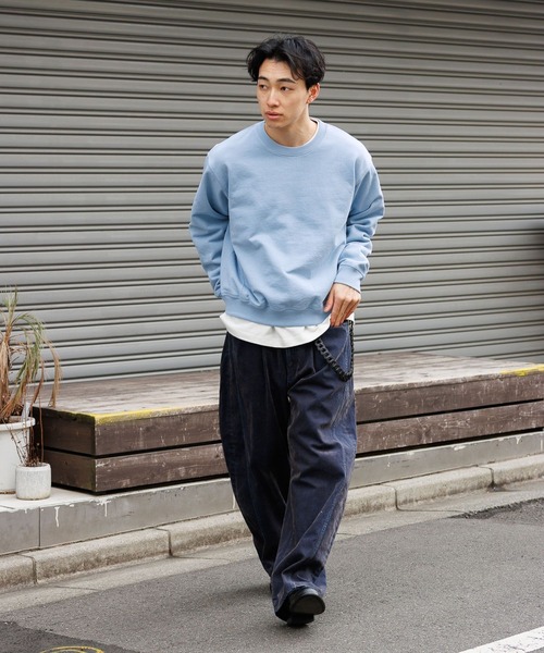 RAGEBLUE（レイジブルー）の「Cropped Color Sweat Crew/クロップドカラー裏毛スウェットクルー（スウェット・メンズ・イエロー/アッシュグレー/ブラック/ライトブルー・MEDIUM/LARGE）」の5枚目の写真