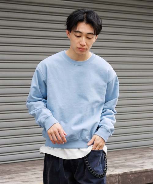 RAGEBLUE（レイジブルー）の「Cropped Color Sweat Crew/クロップドカラー裏毛スウェットクルー（スウェット・メンズ・イエロー/アッシュグレー/ブラック/ライトブルー・MEDIUM/LARGE）」の6枚目の写真