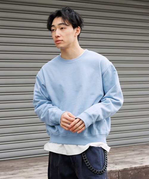 RAGEBLUE（レイジブルー）の「Cropped Color Sweat Crew/クロップドカラー裏毛スウェットクルー（スウェット・メンズ・イエロー/アッシュグレー/ブラック/ライトブルー・MEDIUM/LARGE）」の7枚目の写真