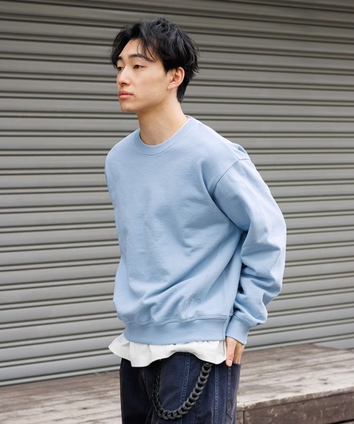 RAGEBLUE（レイジブルー）の「Cropped Color Sweat Crew/クロップドカラー裏毛スウェットクルー（スウェット・メンズ・イエロー/アッシュグレー/ブラック/ライトブルー・MEDIUM/LARGE）」の8枚目の写真