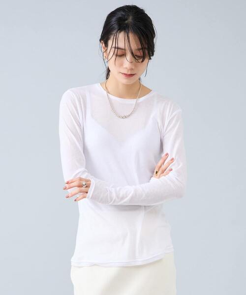 Liesse(リエス)の「シアーロンT(Tシャツ/カットソー・レディース・ホワイト/ブラック/ブルー・FREE)」の1枚目の写真