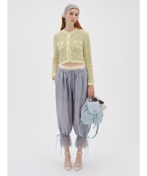 LILY BROWN（リリーブラウン）の「ツイードニットカーディガン（カーディガン/ボレロ・レディース・イエロー/ブルー/アイボリー・F）」の5枚目の写真