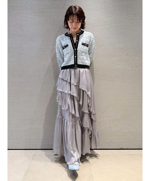 LILY BROWN（リリーブラウン）の「ツイードニットカーディガン（カーディガン/ボレロ・レディース・イエロー/ブルー/アイボリー・F）」の8枚目の写真