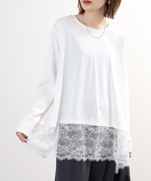 裾レースイレヘムTシャツ 長袖