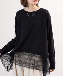裾レースイレヘムTシャツ 長袖