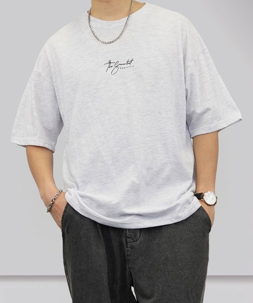 FUNALIVE(ファンアライブ)の「ワイド半袖Tシャツ ワンポイント刺繍(Tシャツ/カットソー・メンズ・ホワイト系2/ブラック系2/ダークグリーン/ブラック/杢グレー/ブラック系4/スミクロ/ブラック系3/ホワイト/ブラウン系/ホワイト系3/ライトブラック・LL/L/M)」の4枚目の写真