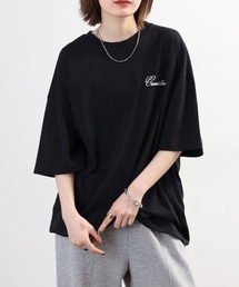 ワイド半袖Tシャツ ワンポイント刺繍
