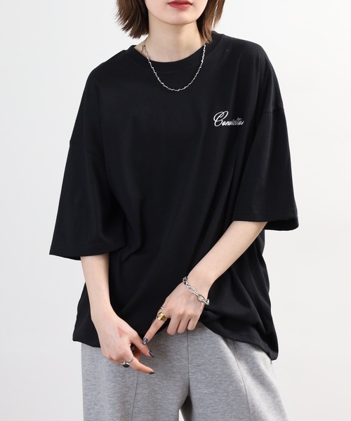 FUNALIVE(ファンアライブ)の「ワイド半袖Tシャツ ワンポイント刺繍(Tシャツ/カットソー・メンズ・ホワイト系2/ブラック系2/ダークグリーン/ブラック/杢グレー/ブラック系4/スミクロ/ブラック系3/ホワイト/ブラウン系/ホワイト系3/ライトブラック・LL/L/M)」の8枚目の写真