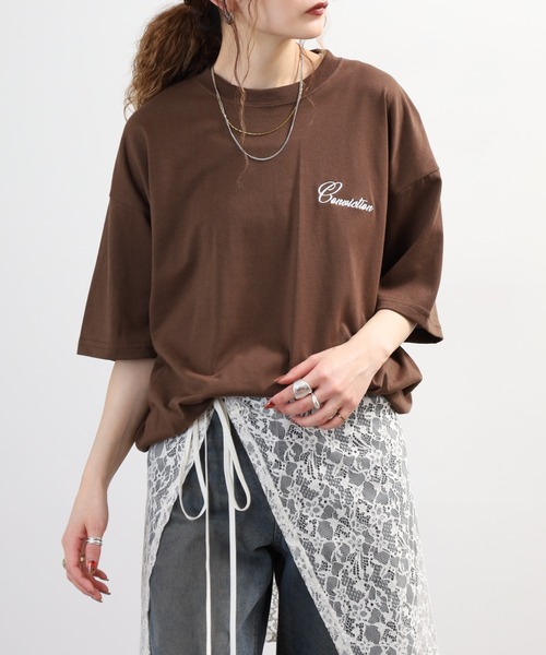 FUNALIVE(ファンアライブ)の「ワイド半袖Tシャツ ワンポイント刺繍(Tシャツ/カットソー・メンズ・ホワイト系2/ブラック系2/ダークグリーン/ブラック/杢グレー/ブラック系4/スミクロ/ブラック系3/ホワイト/ブラウン系/ホワイト系3/ライトブラック・LL/L/M)」の11枚目の写真