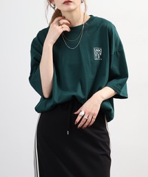 ワイド半袖Tシャツ ワンポイント刺繍