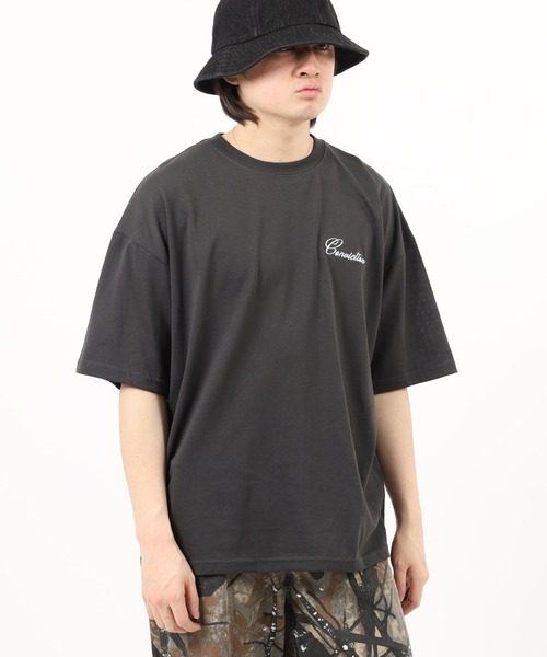 FUNALIVE(ファンアライブ)の「ワイド半袖Tシャツ ワンポイント刺繍(Tシャツ/カットソー・メンズ・ホワイト系2/ブラック系2/ダークグリーン/ブラック/杢グレー/ブラック系4/スミクロ/ブラック系3/ホワイト/ブラウン系/ホワイト系3/ライトブラック・LL/L/M)」の17枚目の写真