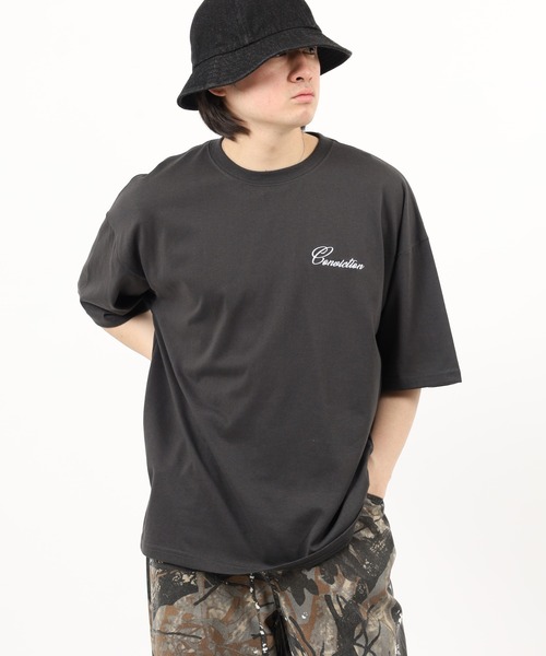 FUNALIVE(ファンアライブ)の「ワイド半袖Tシャツ ワンポイント刺繍(Tシャツ/カットソー・メンズ・ホワイト系2/ブラック系2/ダークグリーン/ブラック/杢グレー/ブラック系4/スミクロ/ブラック系3/ホワイト/ブラウン系/ホワイト系3/ライトブラック・LL/L/M)」の19枚目の写真