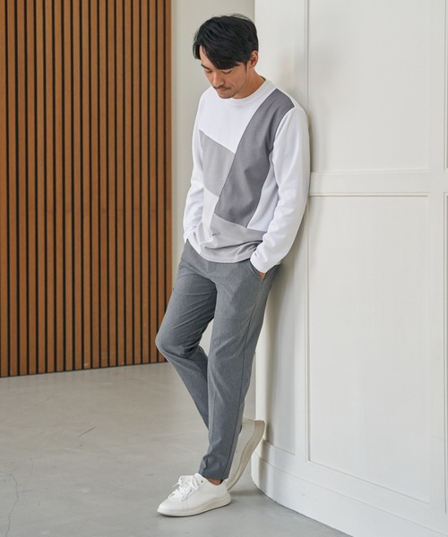ikka(イッカ)の「ブロックスポンチ切り替えロンT(Tシャツ/カットソー・メンズ・ホワイト/ネイビー/ブラック・S/M/L/XL)」の4枚目の写真