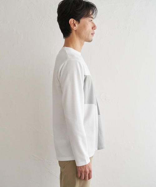 ikka(イッカ)の「ブロックスポンチ切り替えロンT(Tシャツ/カットソー・メンズ・ホワイト/ネイビー/ブラック・S/M/L/XL)」の10枚目の写真