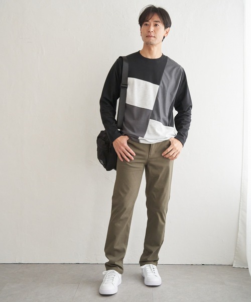 ikka(イッカ)の「ブロックスポンチ切り替えロンT(Tシャツ/カットソー・メンズ・ホワイト/ネイビー/ブラック・S/M/L/XL)」の21枚目の写真