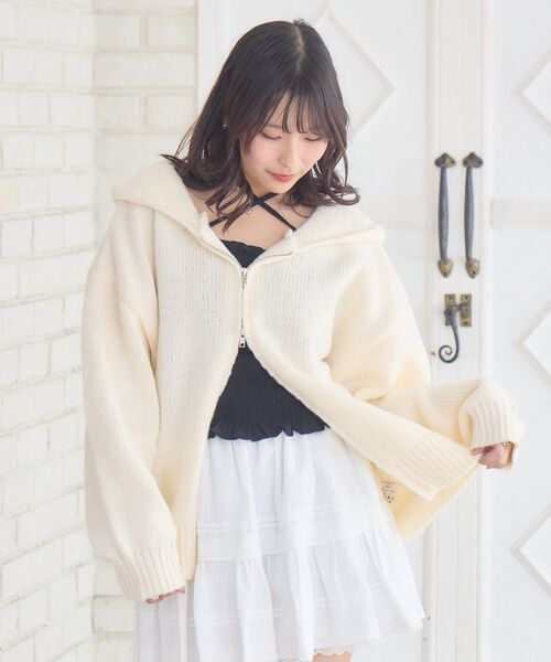 ems excite（エムズエキサイト）の「BIGNTパーカー（ニット/セーター・レディース・ナチュラル/チャコールグレー/ピンク・FREE）」の11枚目の写真