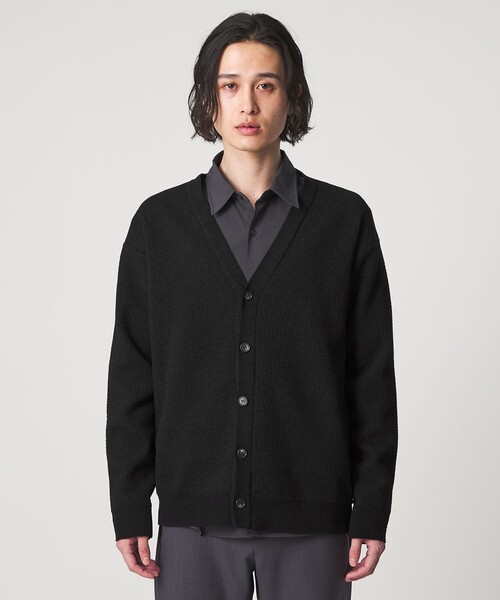 A DAY IN THE LIFE UNITED ARROWS（アデイインザライフユナイテッドアローズ）の「ハニカム リラックス Vネックカーディガン-ウォッシャブル-＜A DAY IN THE LIFE＞（ニット/セーター・メンズ・ブラック/ライトグレー・L/M）」の9枚目の写真