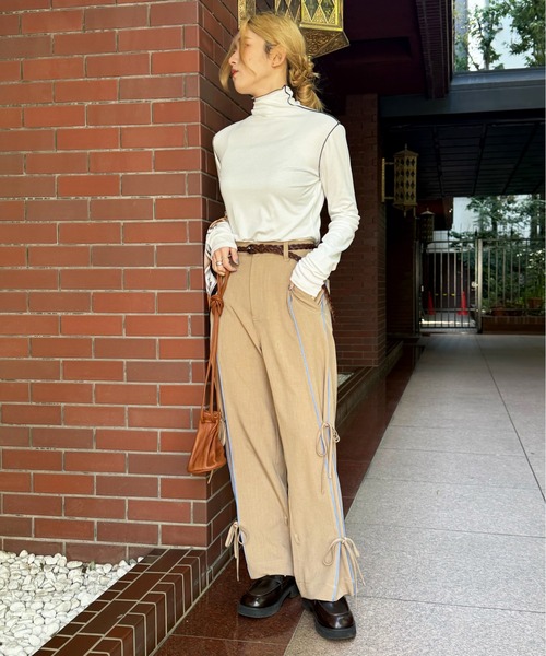 DOUBLE NAME(ダブルネーム)の「ピンストライプリボンパンツ(その他パンツ・レディース・グレー/ベージュ・FREE)」の6枚目の写真