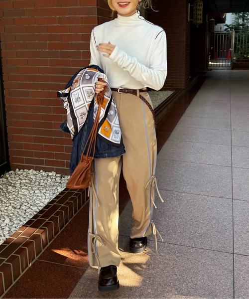 DOUBLE NAME(ダブルネーム)の「ピンストライプリボンパンツ(その他パンツ・レディース・グレー/ベージュ・FREE)」の7枚目の写真