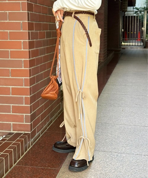 DOUBLE NAME(ダブルネーム)の「ピンストライプリボンパンツ(その他パンツ・レディース・グレー/ベージュ・FREE)」の10枚目の写真