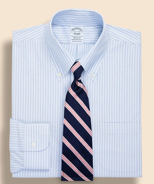 BROOKS BROTHERS(ブルックスブラザーズ)の「ストレッチロイヤルオックスフォード ストライプ ドレスシャツ Regular Fit(ビジネスシャツ・メンズ・ホワイト×ブルー・14 1/2-31/14 1/2-32/15-31/15-32/15-33/15 1/2-31/15 1/2-32/15 1/2-33/16-31/16-32/16-33/16 1/2-32/16 1/2-33/16 1/2-34/17-32/17-33/17-34/17 1/2-34)」の1枚目の写真