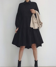 デニム デニム ベスト シャツワンピース」に該当するブラック/黒色系の デニム デニム ベスト シャツワンピース」に該当するブラック/黒色系の
