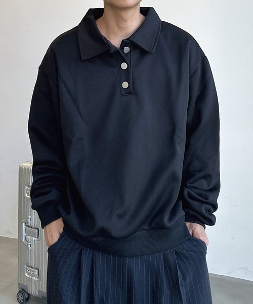 UNDERSTATEMENTs(アンダーステイトメント)の「【ユニセックス】シルバーボタンポロシャツ(ポロシャツ・メンズ・ブラック/シルバー・MEDIUM/LARGE)」の8枚目の写真