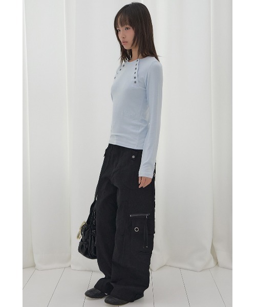 FANCY CLUB(ファンシークラブ)の「A'GEM/9 × .kom 『FANCY CLUB/ファンシークラブ』MOVE BUTTON LONG SLEEVE/ムーブボタン長袖カットソー(Tシャツ/カットソー・レディース・ライトブルー/グレー/ブラック・FREE)」の20枚目の写真