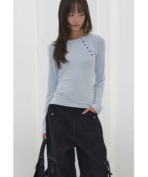 FANCY CLUB(ファンシークラブ)の「A'GEM/9 × .kom 『FANCY CLUB/ファンシークラブ』MOVE BUTTON LONG SLEEVE/ムーブボタン長袖カットソー(Tシャツ/カットソー・レディース・ライトブルー/グレー/ブラック・FREE)」の18枚目の写真