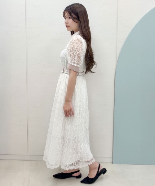 REDYAZEL(レディアゼル)の「レースバイカラープリーツロングワンピース(ワンピース・レディース・ホワイト/サックスブルー/ブラック・FREE)」の5枚目の写真