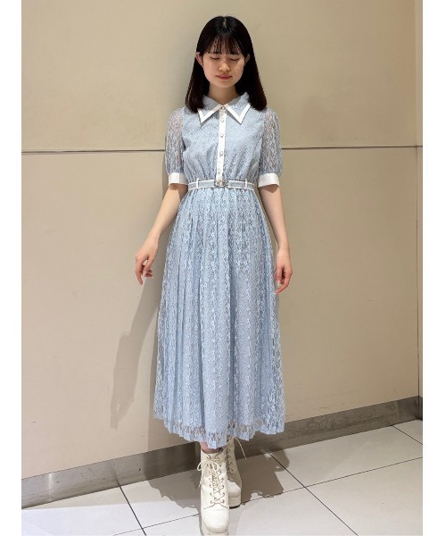 REDYAZEL(レディアゼル)の「レースバイカラープリーツロングワンピース(ワンピース・レディース・ホワイト/サックスブルー/ブラック・FREE)」の13枚目の写真