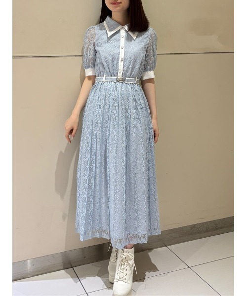 REDYAZEL(レディアゼル)の「レースバイカラープリーツロングワンピース(ワンピース・レディース・ホワイト/サックスブルー/ブラック・FREE)」の12枚目の写真