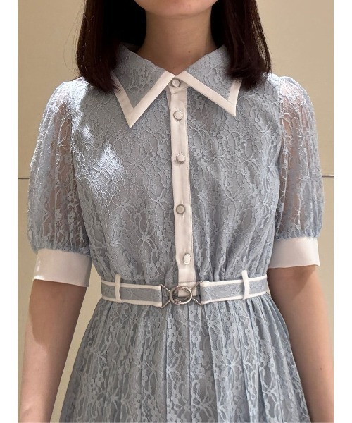 REDYAZEL(レディアゼル)の「レースバイカラープリーツロングワンピース(ワンピース・レディース・ホワイト/サックスブルー/ブラック・FREE)」の10枚目の写真