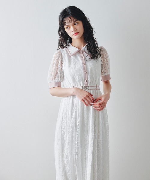 REDYAZEL(レディアゼル)の「レースバイカラープリーツロングワンピース(ワンピース・レディース・ホワイト/サックスブルー/ブラック・FREE)」の21枚目の写真