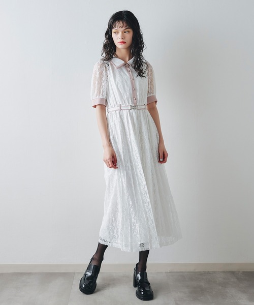 REDYAZEL(レディアゼル)の「レースバイカラープリーツロングワンピース(ワンピース・レディース・ホワイト/サックスブルー/ブラック・FREE)」の18枚目の写真