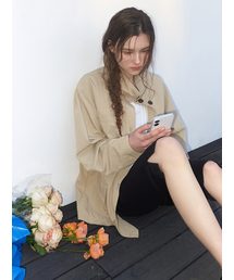 Drawstring Half Jacket, Beige