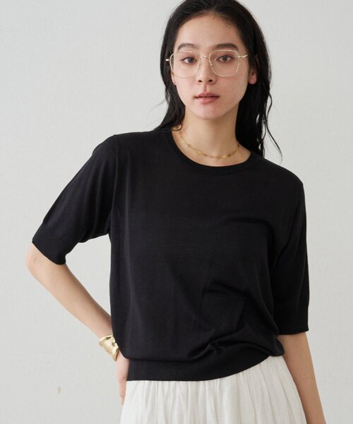 LOUNGEDRESS(ラウンジドレス)の「シルク半袖ニット 夏服(ニット/セーター・レディース・ブラック/キャメル/オレンジ・FREE)」の10枚目の写真