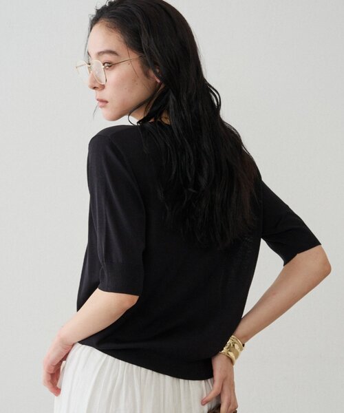LOUNGEDRESS(ラウンジドレス)の「シルク半袖ニット 夏服(ニット/セーター・レディース・ブラック/キャメル/オレンジ・FREE)」の12枚目の写真