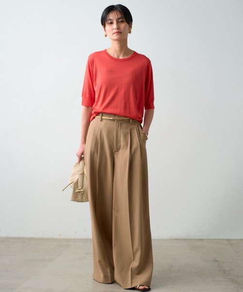 LOUNGEDRESS(ラウンジドレス)の「シルク半袖ニット 夏服(ニット/セーター・レディース・ブラック/キャメル/オレンジ・FREE)」の13枚目の写真