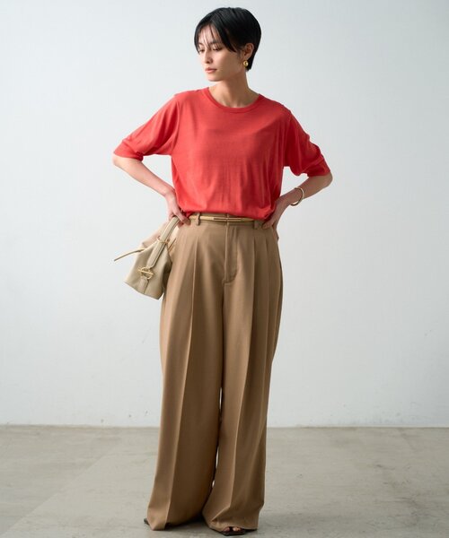 LOUNGEDRESS(ラウンジドレス)の「シルク半袖ニット 夏服(ニット/セーター・レディース・ブラック/キャメル/オレンジ・FREE)」の17枚目の写真