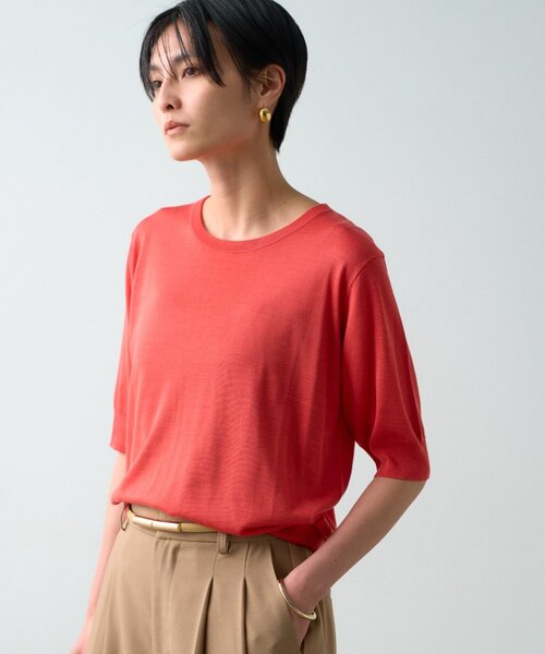 LOUNGEDRESS(ラウンジドレス)の「シルク半袖ニット 夏服(ニット/セーター・レディース・ブラック/キャメル/オレンジ・FREE)」の18枚目の写真