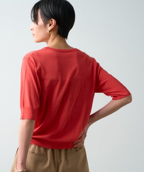 LOUNGEDRESS(ラウンジドレス)の「シルク半袖ニット 夏服(ニット/セーター・レディース・ブラック/キャメル/オレンジ・FREE)」の19枚目の写真