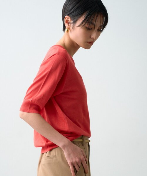 LOUNGEDRESS(ラウンジドレス)の「シルク半袖ニット 夏服(ニット/セーター・レディース・ブラック/キャメル/オレンジ・FREE)」の20枚目の写真